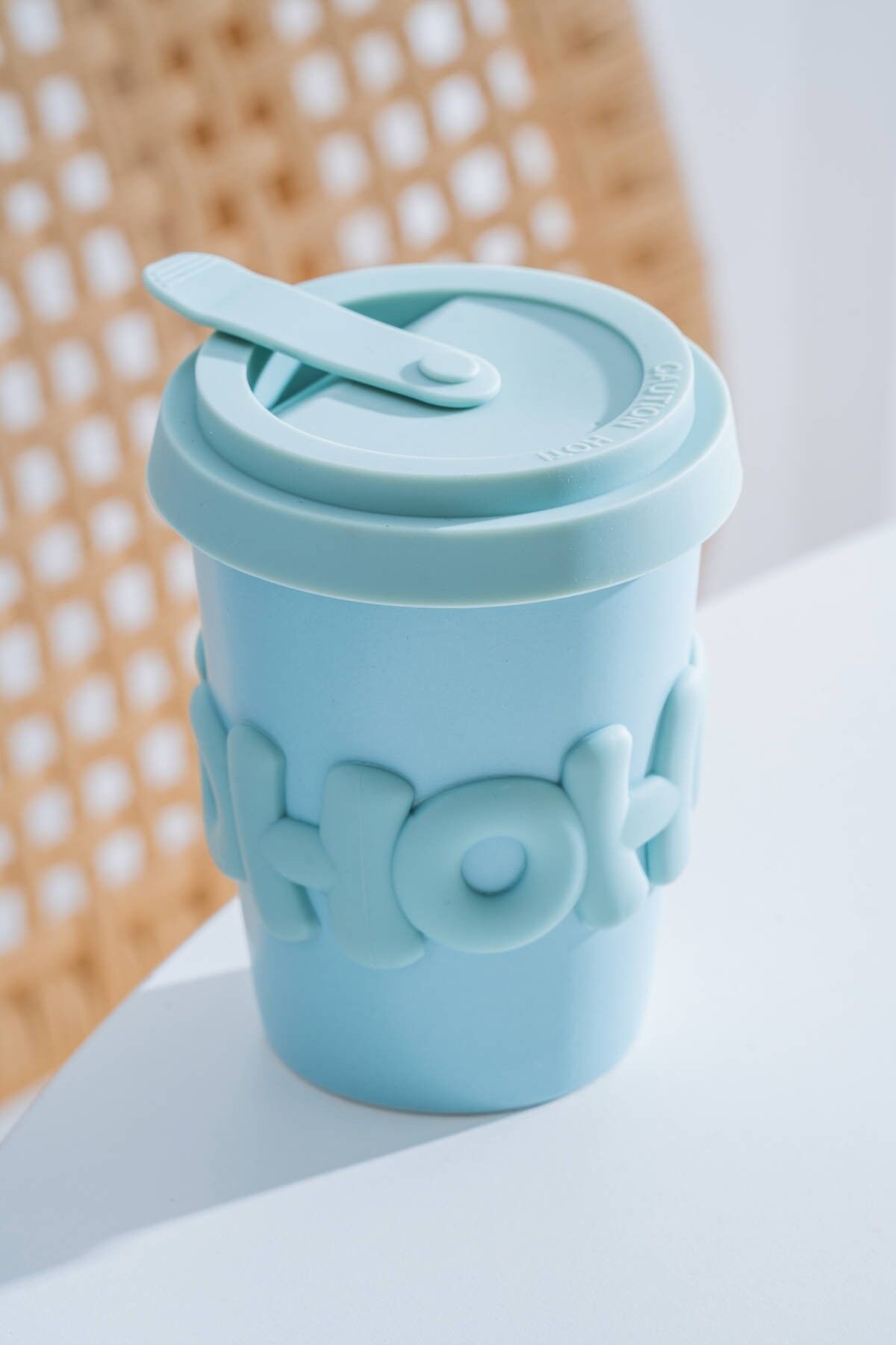 Acar 8476 Ruby Silikon Kapaklı Bardak Blue - 380 ML