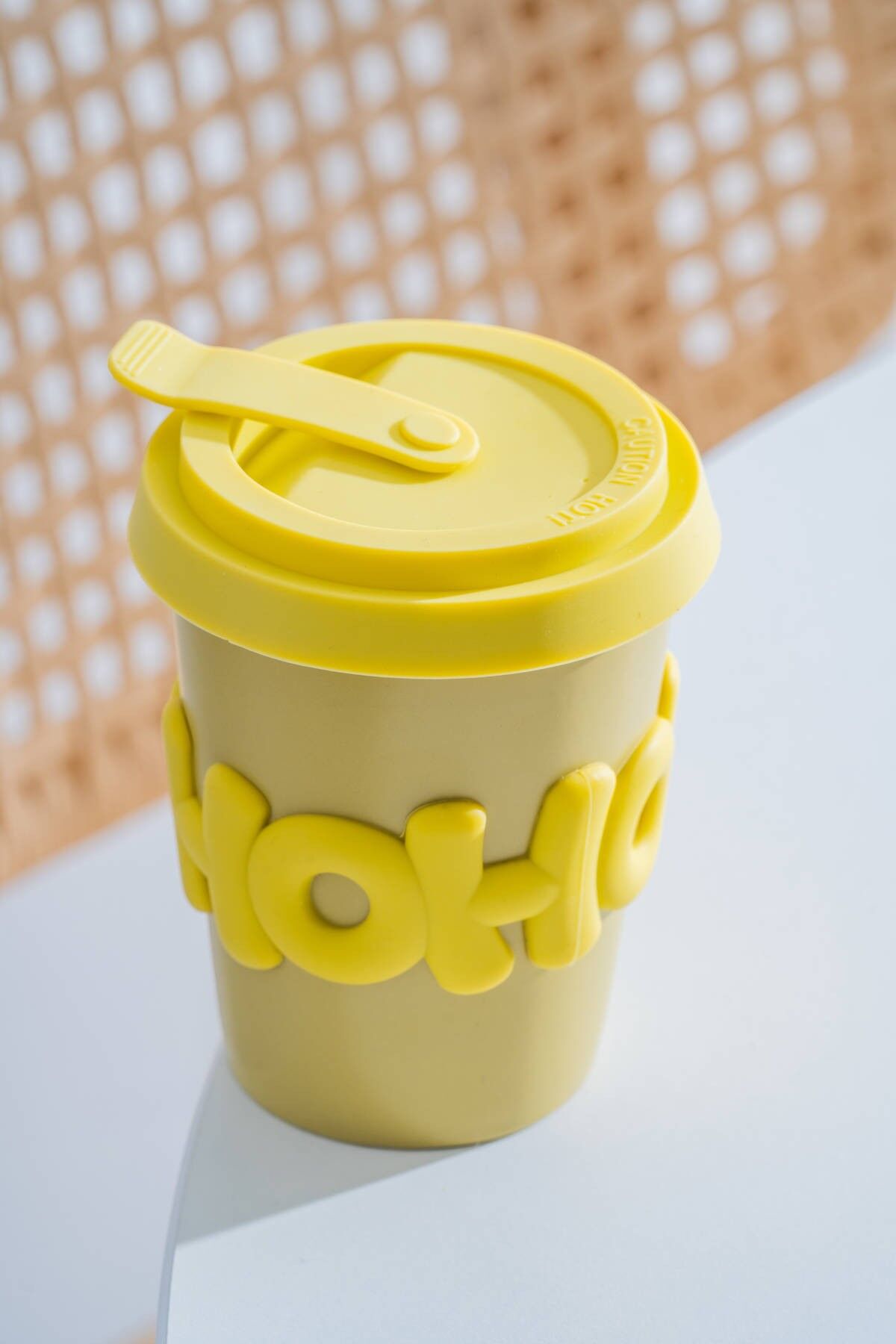 Acar 8476 Ruby Silikon Kapaklı Bardak Yellow - 380 ML
