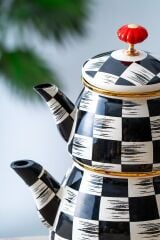 Acar 6375 Qualita King Doroty Emaye Dama Çaydanlık Takımı