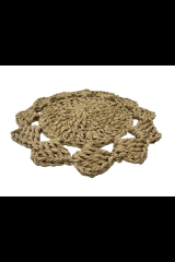 El Örgüsü Kağıt İp 6 Lı Bardak Altlığı Güneş Desen