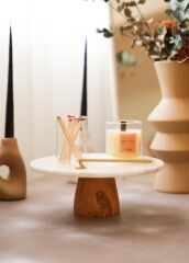 The Mia MER0001 Marbre Mermer 25 Cm Ahşap Ayaklı Beyaz Servis