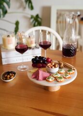 The Mia MER0001 Marbre Mermer 25 Cm Ahşap Ayaklı Beyaz Servis