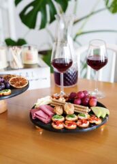 The Mia MER0012 Marbre Mermer 28 Cm Boncuk Ayaklı Siyah Servis