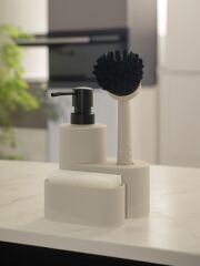 The Mia SBN0083 Round Sıvı Sabunluk Seti Bej