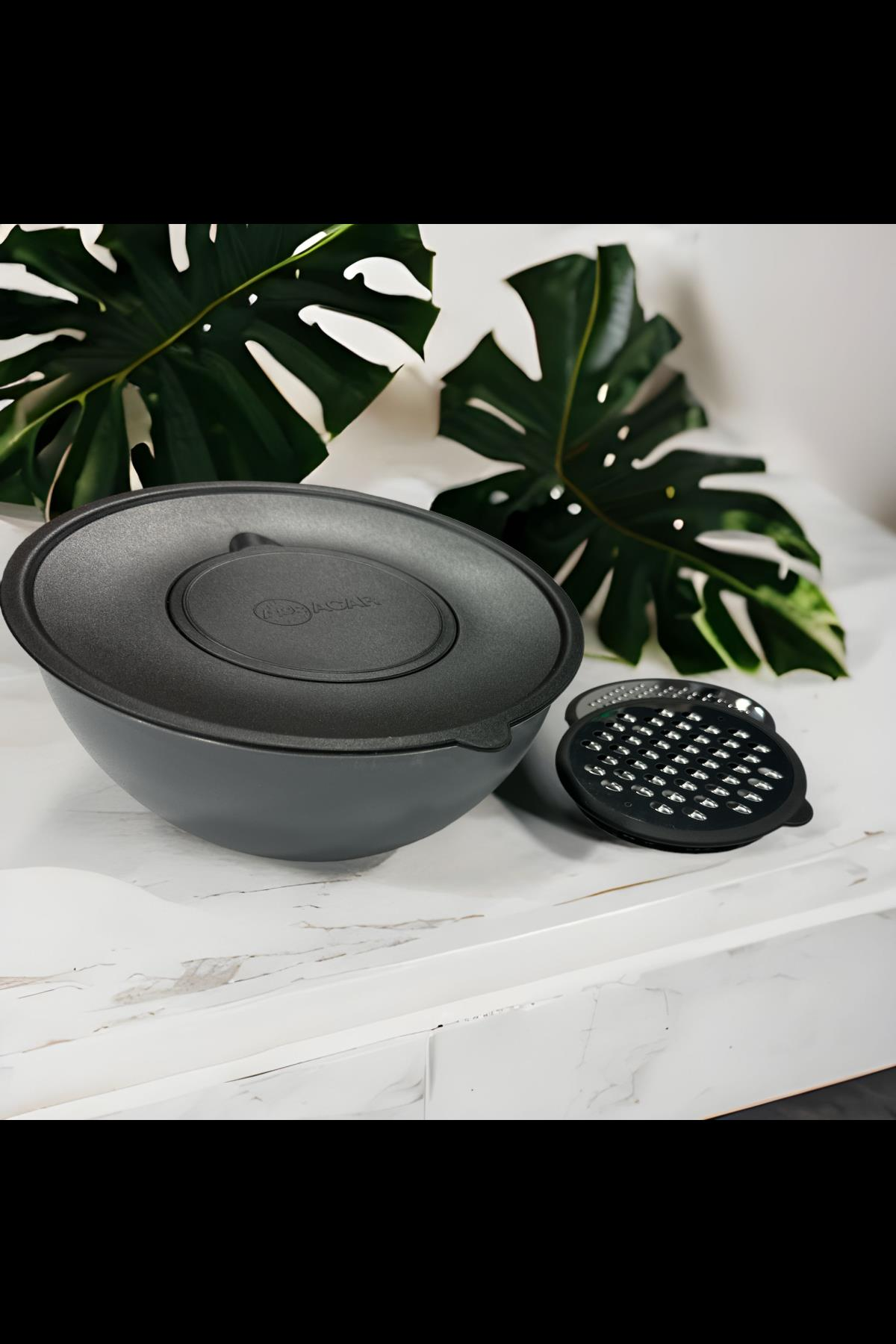 Acar 17152 Karat 24 Cm 5 Prç Rendeli Karıştırma Kabı Antrasit