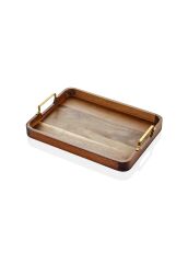 The Mia NTR0005 Natura Metal Kollu Akasya Tepsi 38x28 Cm