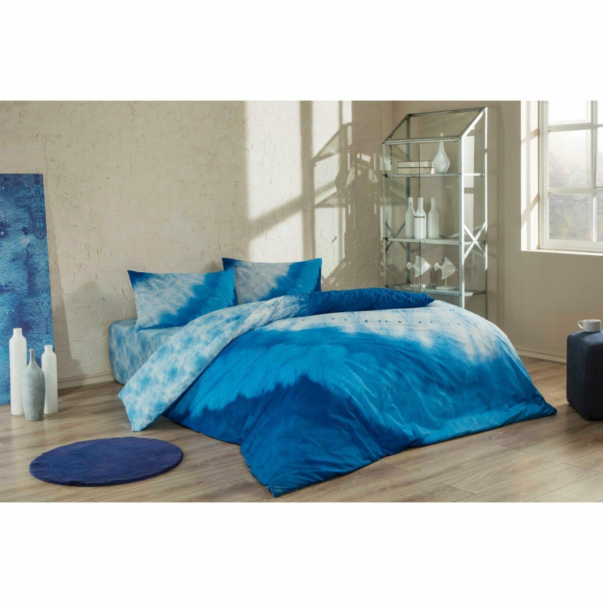 Taç Antibakteriyel Ranforce Horizon V1 Mavi Çift Kişilik Nevresim Takımı