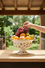 Acar 10431 Petit Fleur Emaye Ayaklı Büyük Meyvelik 28 Cm