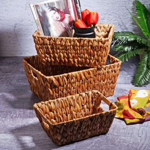 Kosova SPT-186 3 Lü Derin  Dikdörtgen Hasır Sepet