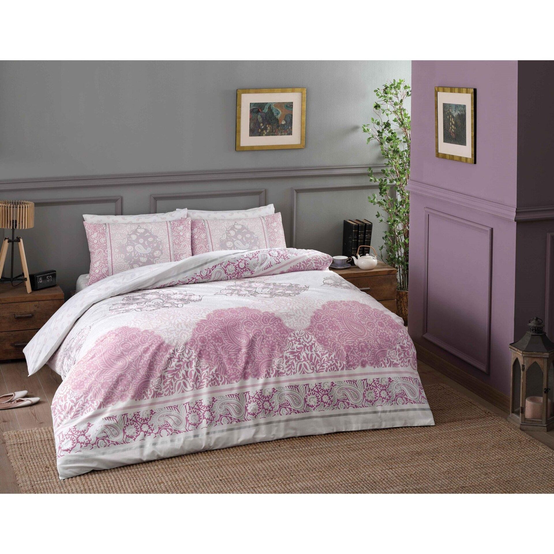 Taç Ranforce Aryan V2 Pembe Tek Kişilik Nevresim Takımı