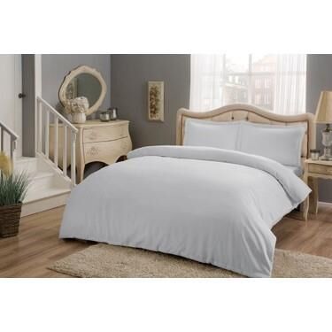 Taç Saten Basic Gri Çift Kişilik Nevresim Takımı