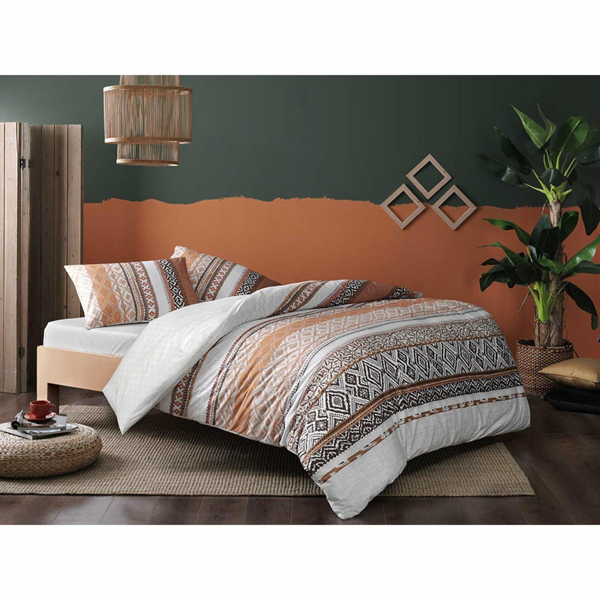 Taç Ranforce Daria V1 Taba Çift Kişilik Nevresim Takımı