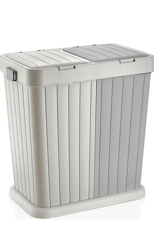Twins 6146-04 2 Li Kirli Çamaşır Sepeti 80 Lt Ekru - Gri