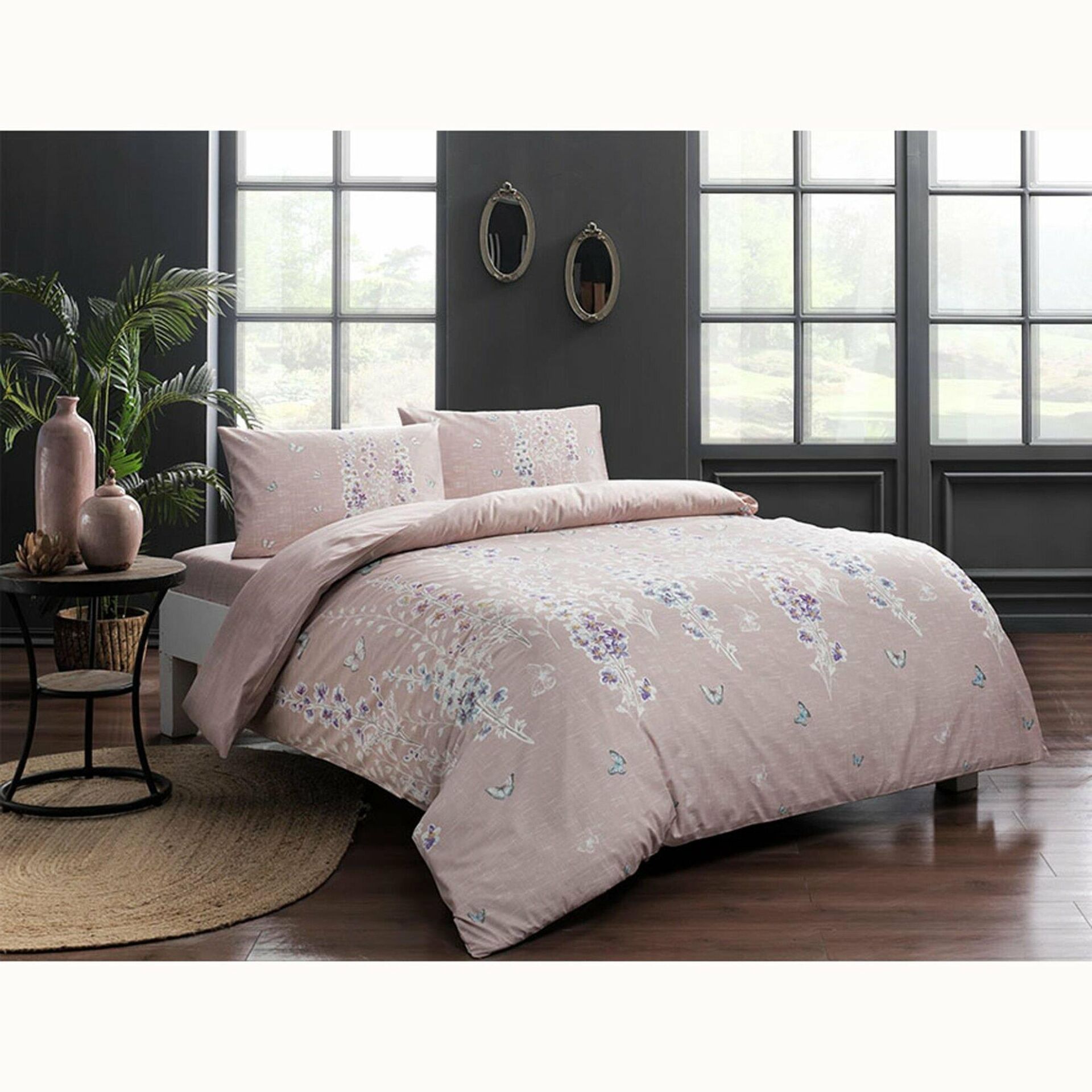 Taç Sarah V2 Pembe Ranforce Çift Kişilik Nevresim Takımı