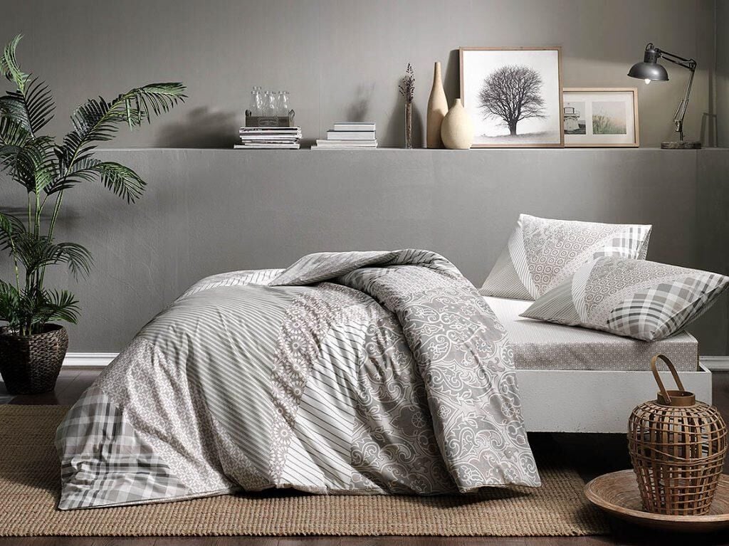 Taç Saylor V1 Gri  Ranforce Tek Kişilik Nevresim Takımı