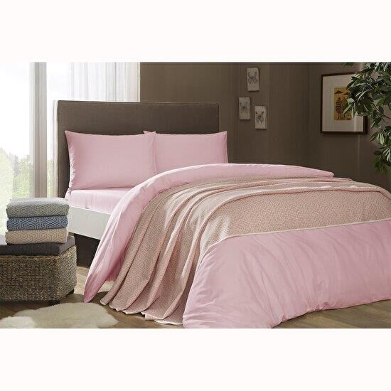 Taç Elise Gri Çift Kişilik Pikeli Nevresim Seti