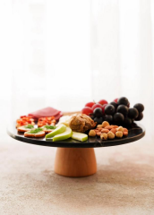 The Mia MER0003 Marbre Mermer 25 Cm Ahşap Ayaklı Siyah Servis