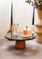 The Mia MER0003 Marbre Mermer 25 Cm Ahşap Ayaklı Siyah Servis