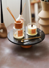 The Mia MER0003 Marbre Mermer 25 Cm Ahşap Ayaklı Siyah Servis