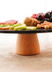 The Mia MER0003 Marbre Mermer 25 Cm Ahşap Ayaklı Siyah Servis