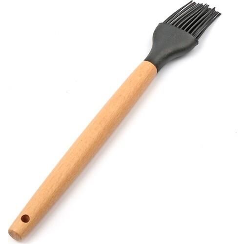 SLK-206 Bambu Saplı Silikon Hamur İşi Fırçası Siyah