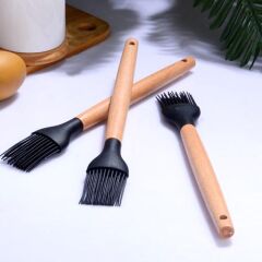 SLK-206 Bambu Saplı Silikon Hamur İşi Fırçası Siyah