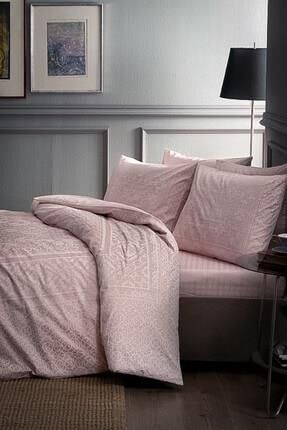Taç Fabian V52 Pembe Saten King Size Nevresim Takımı