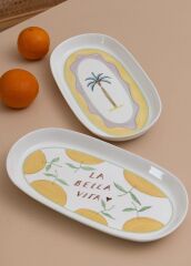The Mia ITL0018 Italian Summer Oval Servis Tabağı 2li 23 Cm