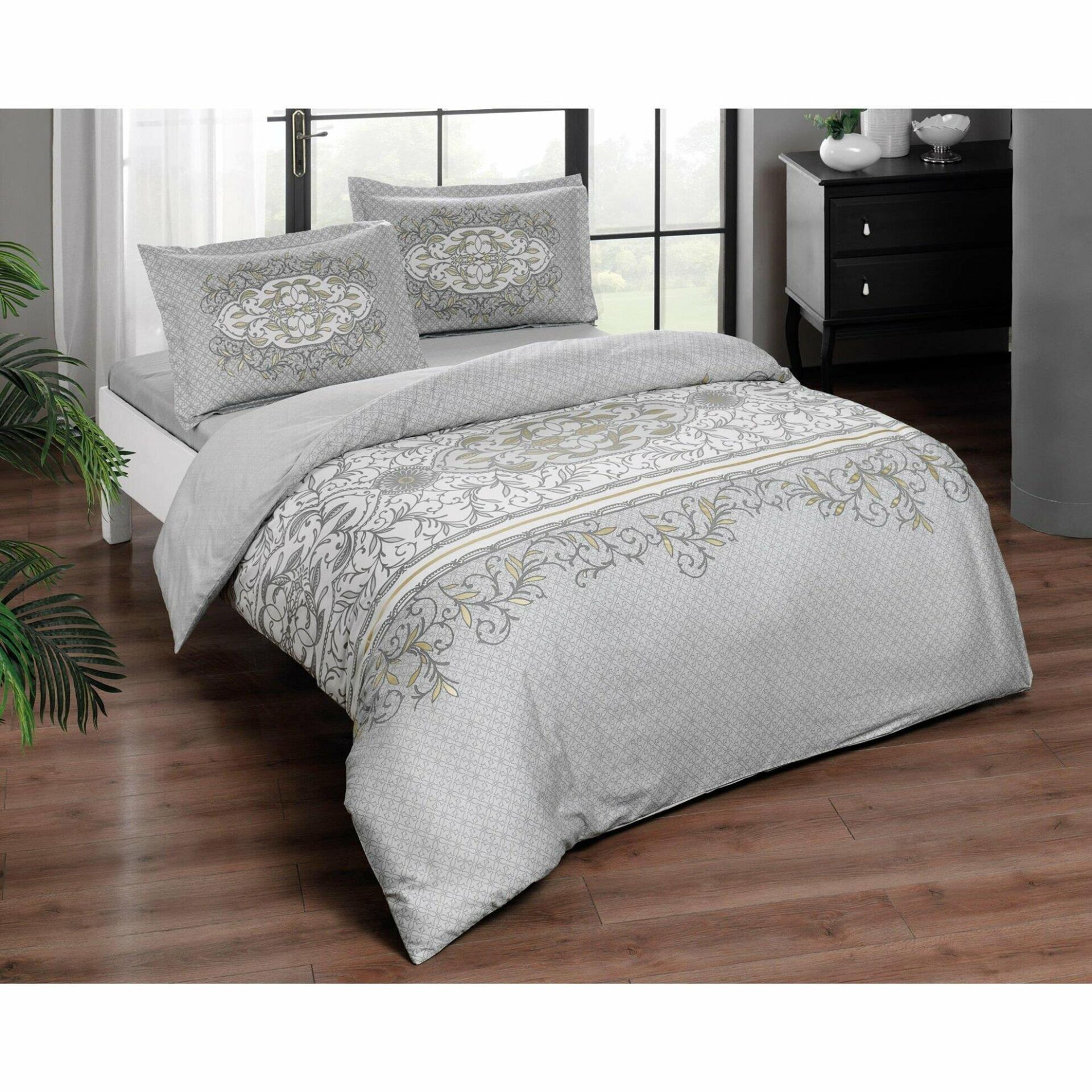 Taç Dalida V3 Gri Saten Çift Kişilik Nevresim Takımı