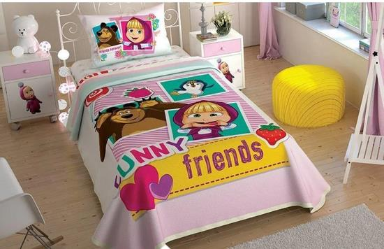 Taç Lisanslı Masha And The Bear Funny Pike Takımı Tek Kişilik