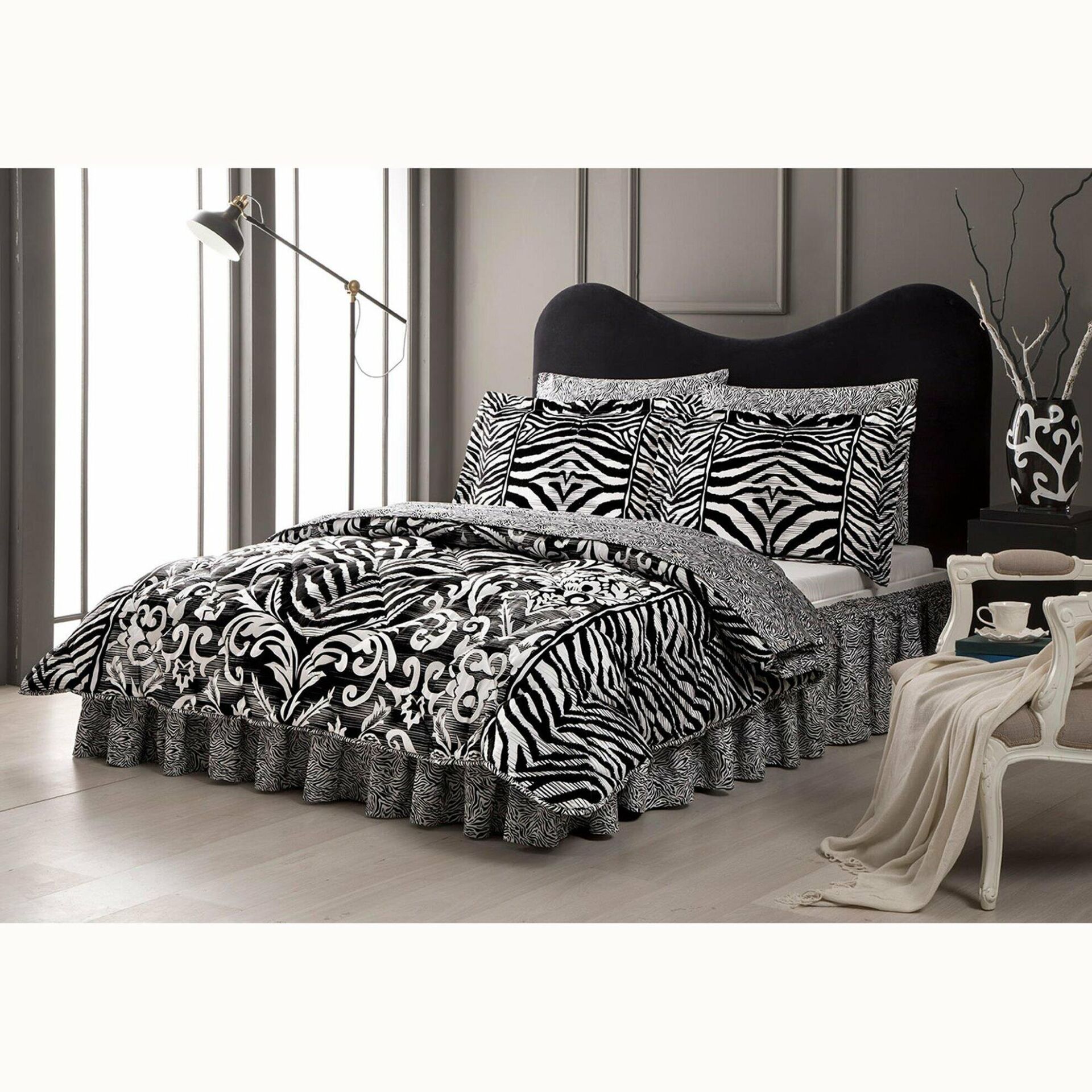 Taç Jovi V1 Siyah Saten Çift Kişilik Nevresim Takımı