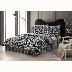 Taç Jovi V1 Siyah Saten Çift Kişilik Nevresim Takımı