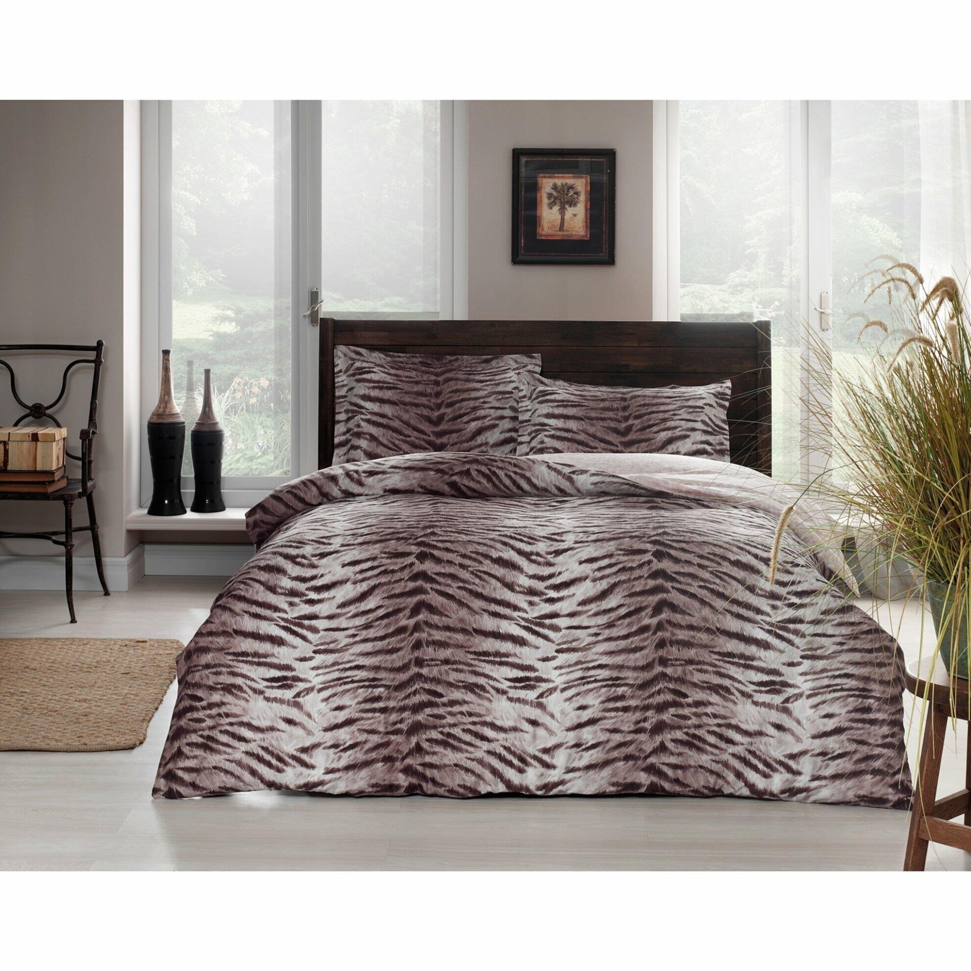 Taç Sahra V3 Gül Kurusu Saten Çift Kişilik Nevresim Takımı