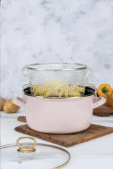 Acar 357 Qualita Savor Emaye Kırzartma Tenceresi Pembe  22 Cm