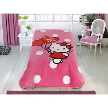 Taç Lisanslı Hello Kitty Cute Tek Kişilik Battaniye