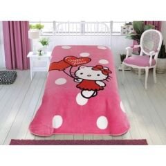 Taç Lisanslı Hello Kitty Cute Tek Kişilik Battaniye