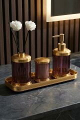 Acar 9043 Spiffy Tepsili Sıvı Sabunluk, Çubuklu Oda Kokusu & Mum Seti - Purple