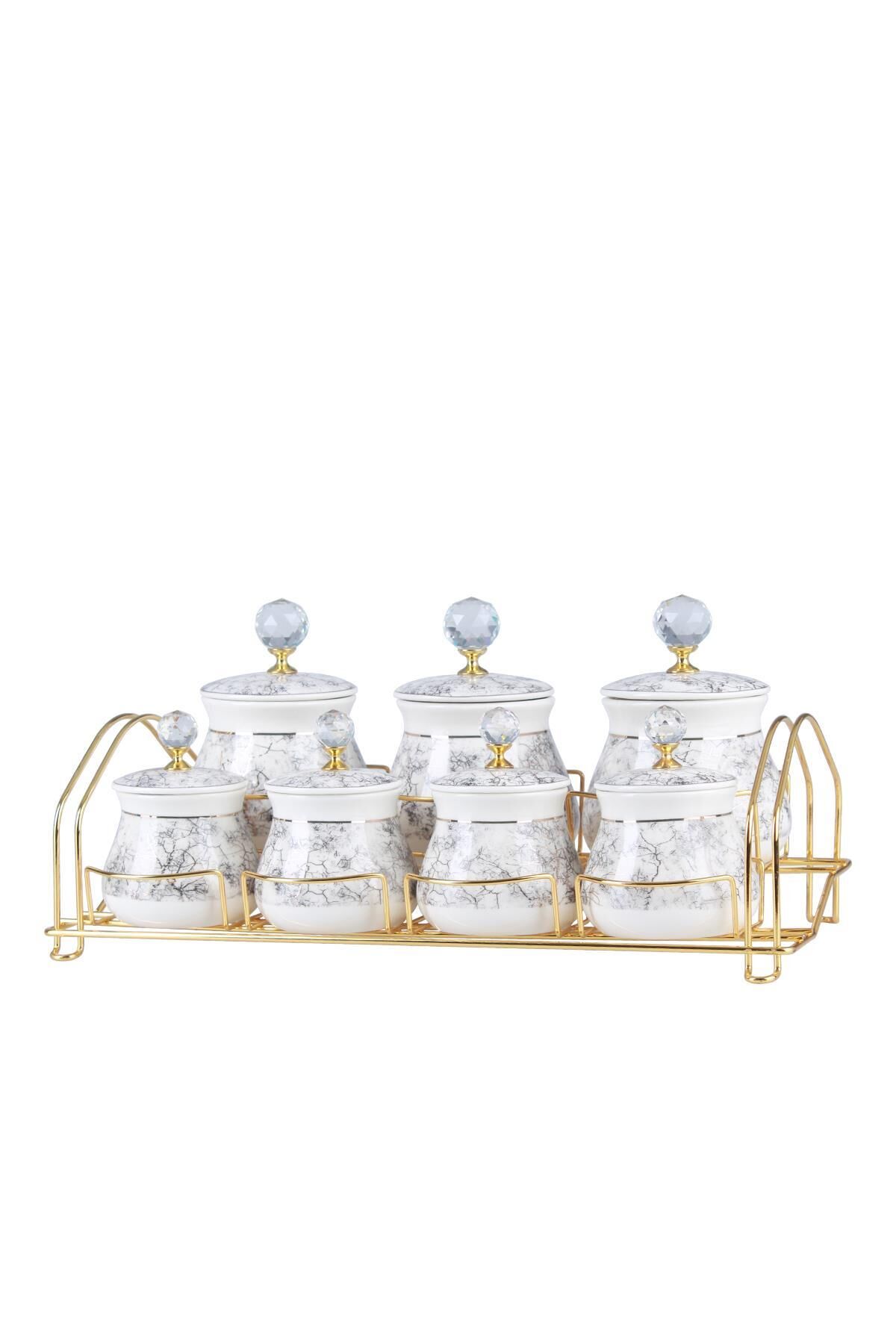 Acar 11671 Master Magic Porselen 7 Li Standlı Baharat Takımı