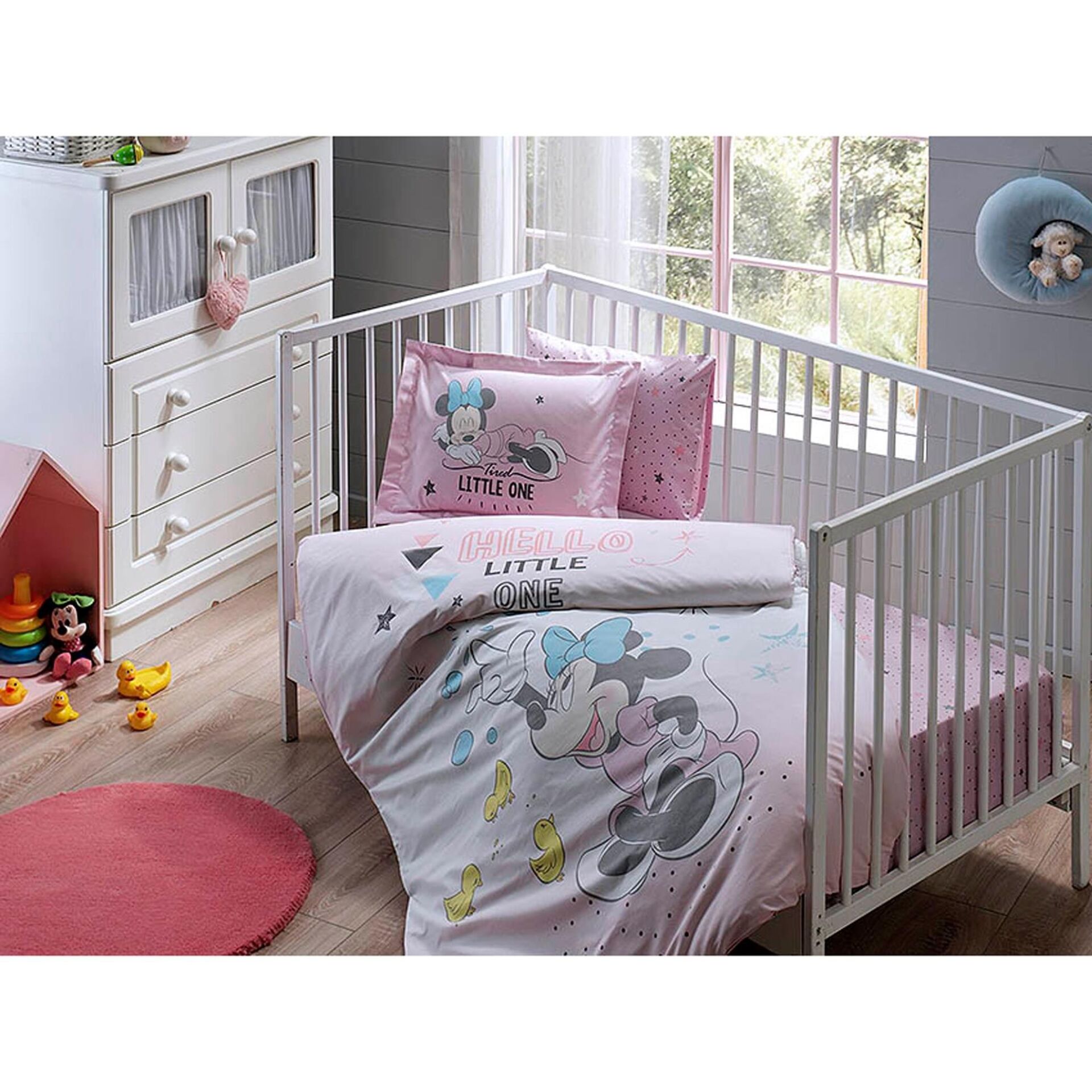 Taç Lisanslı Disney Minnie Bubble Bebek Nevresim Takımı