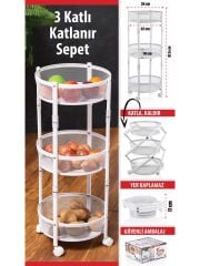 Cornella CR-1000 3 Katlı Katlanır Sebzelik / Meyvelik Beyaz