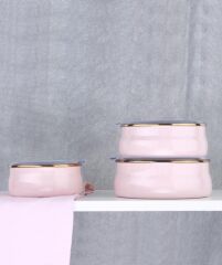 Acar 12314 Hüma Serisi Emaye Saklama Kabı Pembe - 14/16/18 Cm