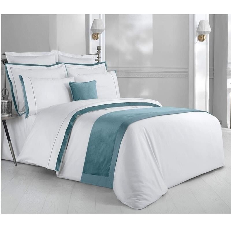 Sarev Krakow V3 Pamuk Saten Çift Kişilik Nevresim Takımı + Novella Throw Set