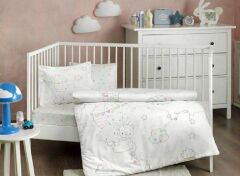 Taç Baloon V1 Mavi Organik Bebek Nevresim Takımı