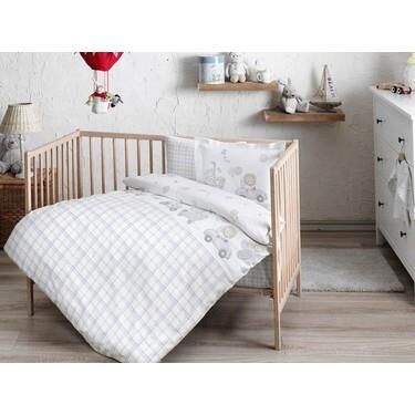 Taç Festival V1 Gri Organik Bebek Nevresim Takımı