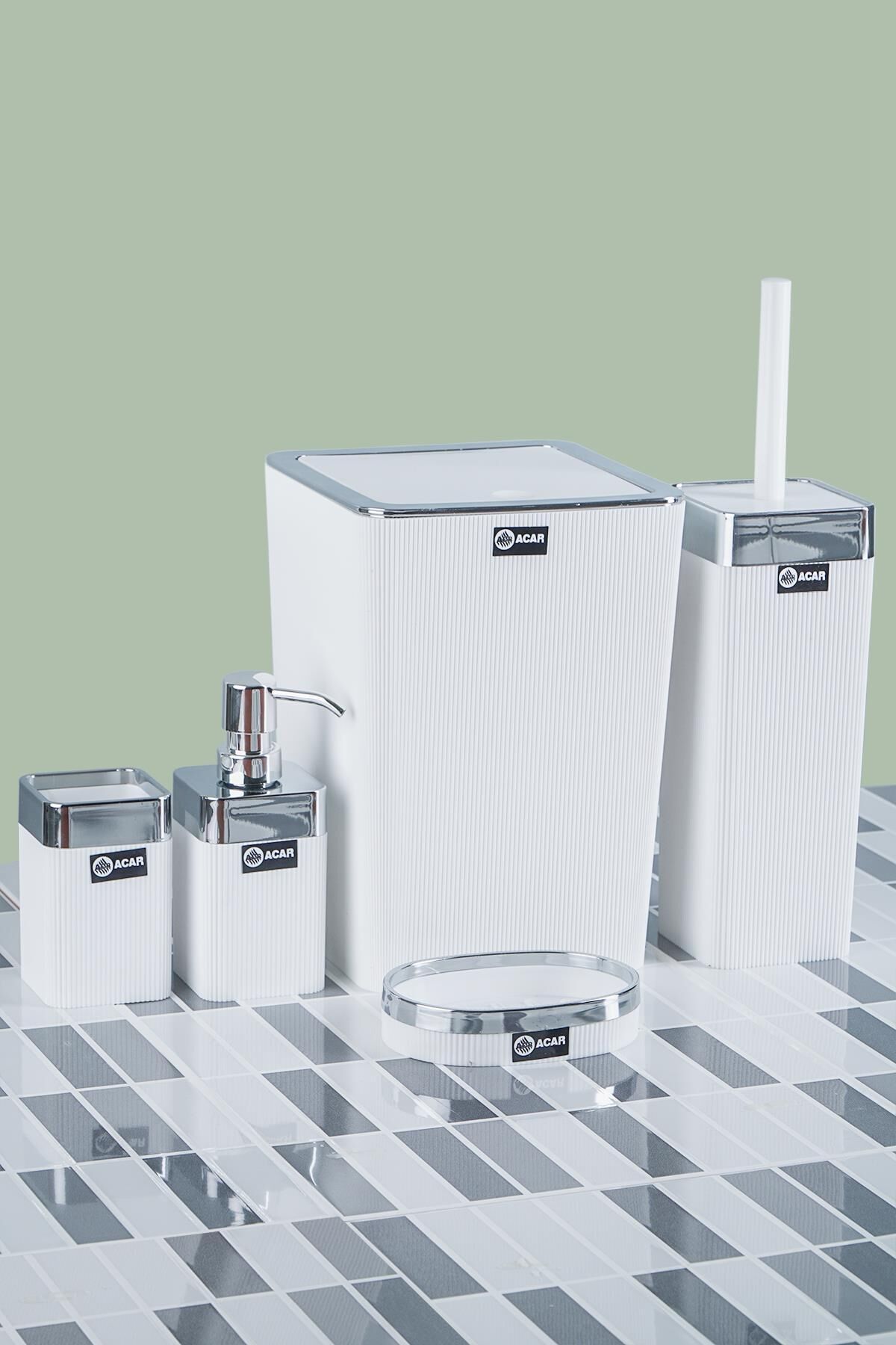 Acar 46 Akrilik 5 li Banyo Seti Beyaz