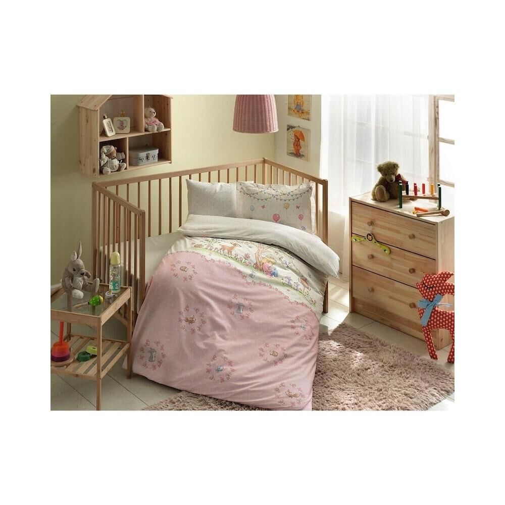 Taç Candy Pembe Organik Bebek Nevresim Takımı