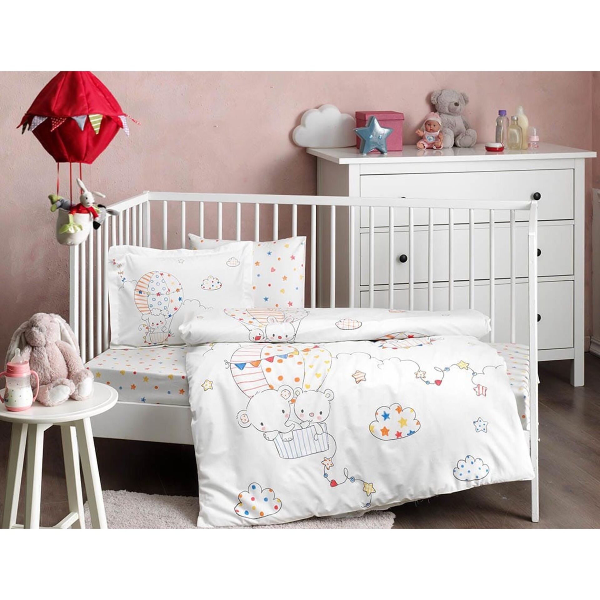 Taç Baloon V2 Oranj Organik Bebek Nevresim Takımı