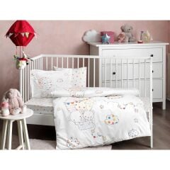 Taç Baloon V2 Oranj Organik Bebek Nevresim Takımı