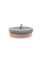 The Mia SPT0022 Jutte Kapaklı Oval Sepet Bambu Gri 35x24x12 CM