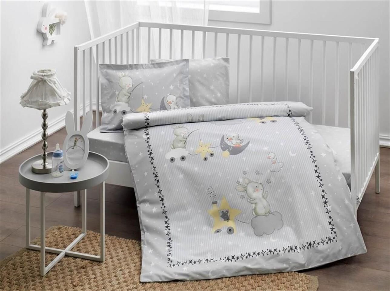 Taç Rabbit World V1 Gri Bebek Nevresim Takımı